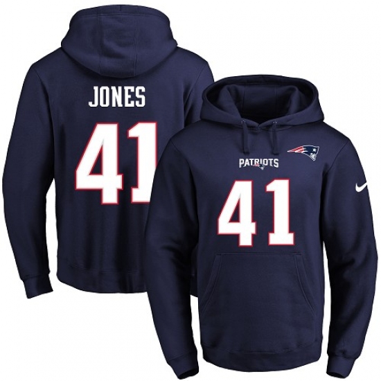 NFL Mens Nike New England Patriots 41 Cyrus Jones Navy Blue Name