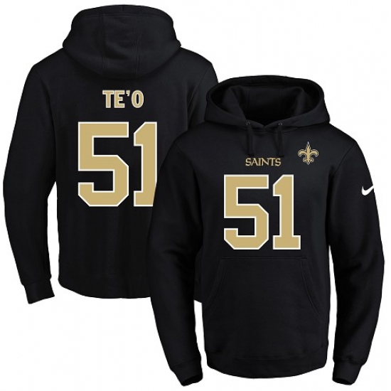 NFL Mens Nike New Orleans Saints 51 Manti Teo Black Name Number 