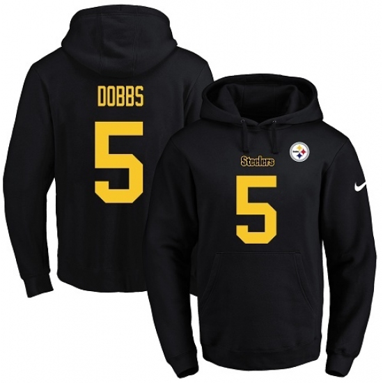 NFL Mens Nike Pittsburgh Steelers 5 Joshua Dobbs BlackGold No Name Number Pullover Hoodie