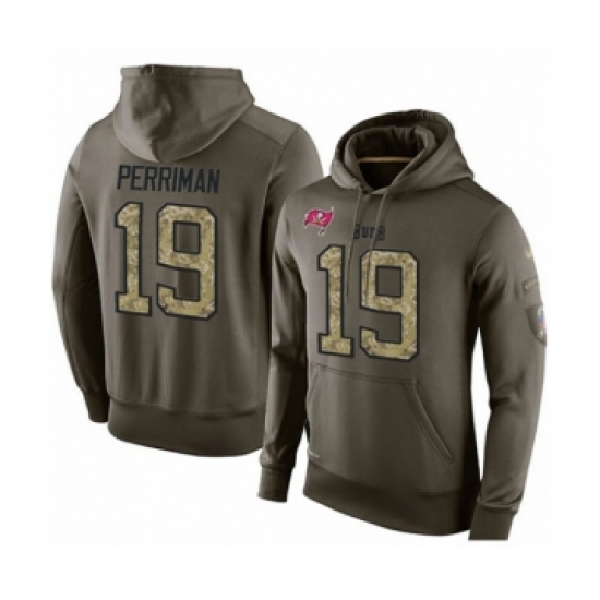 Football Mens Tampa Bay Buccaneers 19 Breshad Perriman Green Salute To Service Pullover Hoodie