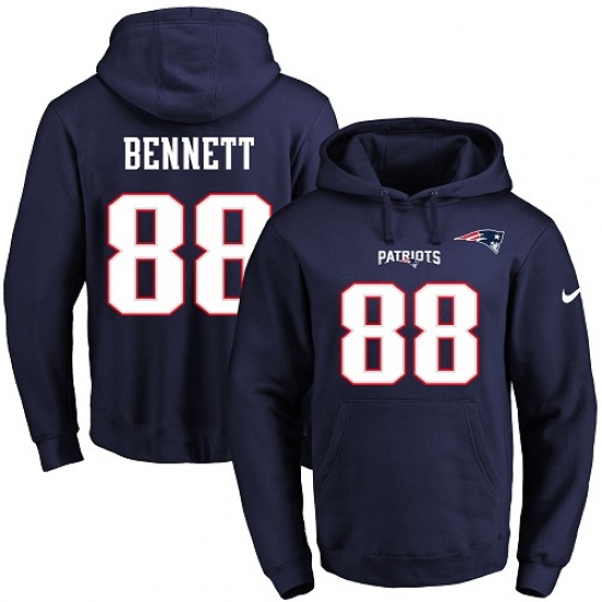 NFL Mens Nike New England Patriots 88 Martellus Bennett Navy Blue Name Number Pullover Hoodie