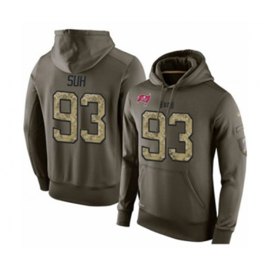 Football Mens Tampa Bay Buccaneers 93 Ndamukong Suh Green Salute To Service Pullover Hoodie