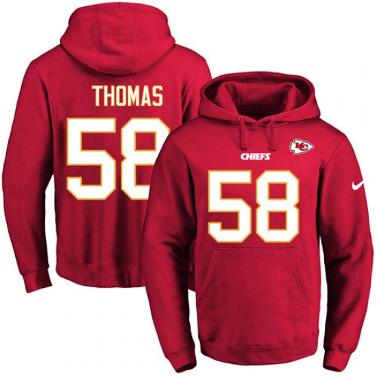 NFL Mens Nike Kansas City Chiefs 58 Derrick Thomas Red Name Number Pullover Hoodie