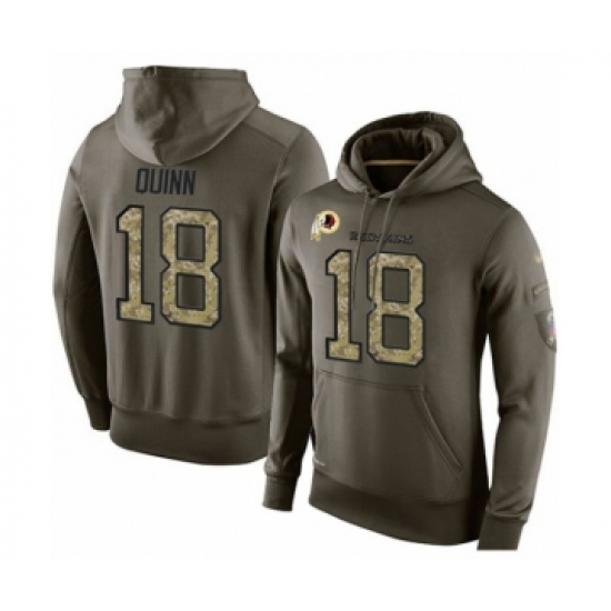 Football Mens Washington Redskins 18 Trey Quinn Green Salute To Service Pullover Hoodie