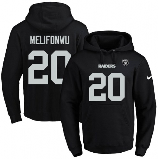 NFL Mens Nike Oakland Raiders 20 Obi Melifonwu Black Name Number Pullover Hoodie