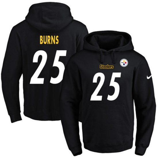 NFL Mens Nike Pittsburgh Steelers 25 Artie Burns Black Name Number Pullover Hoodie