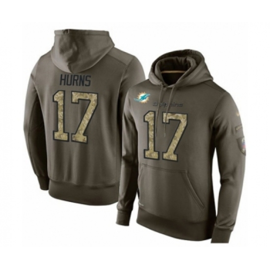 Football Miami Dolphins 17 Allen Hurns Green Salute To Service Mens Pullover Hoodie