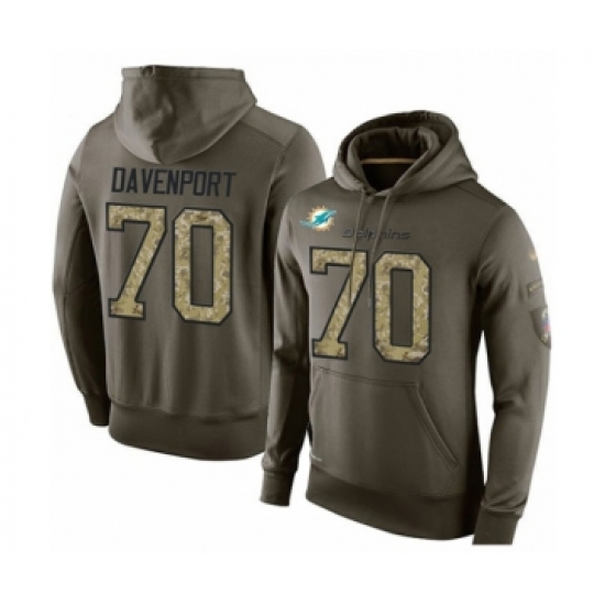 Football Miami Dolphins 70 Julien Davenport Green Salute To Service Mens Pullover Hoodie