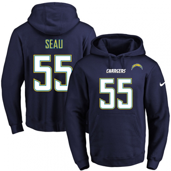 NFL Mens Nike Los Angeles Chargers 55 Junior Seau Navy Blue Name