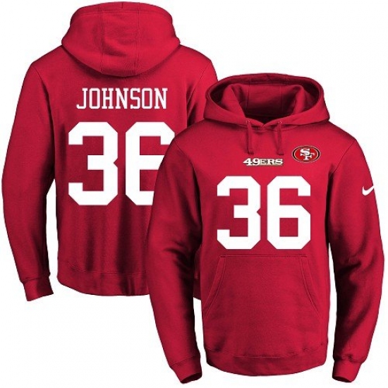 NFL Mens Nike San Francisco 49ers 36 Dontae Johnson Red Name Number Pullover Hoodie