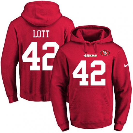 NFL Mens Nike San Francisco 49ers 42 Ronnie Lott Red Name Number