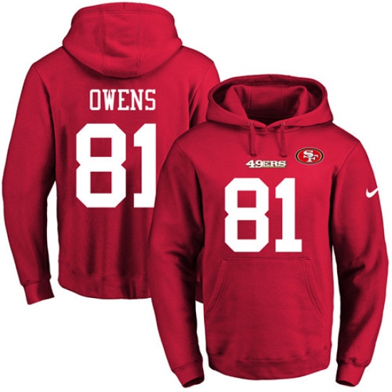 NFL Mens Nike San Francisco 49ers 81 Terrell Owens Red Name Number Pullover Hoodie