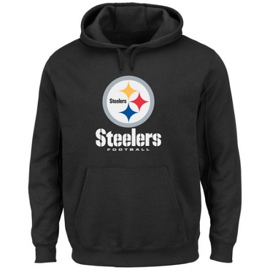 NFL Mens Pittsburgh Steelers Black Critical Victory Pullover Hoodie