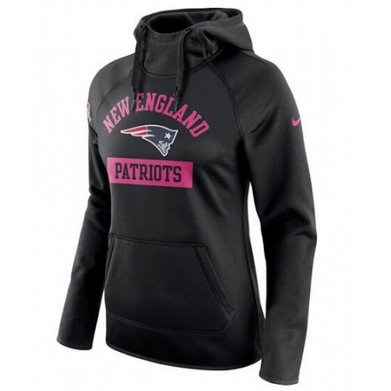 NFL New England Patriots Nike Womens Breast Cancer Awareness Circuit Performance Pullover Hoodie Bla