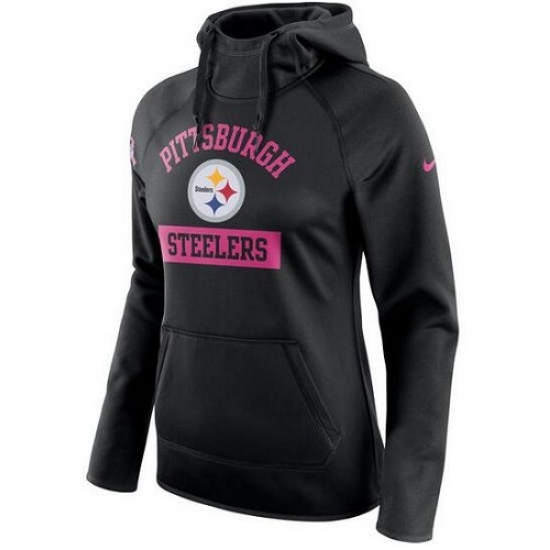 NFL Pittsburgh Steelers Nike Womens Breast Cancer Awareness Circuit Performance Pullover Hoodie Blac