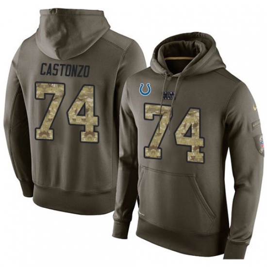 NFL Nike Indianapolis Colts 74 Anthony Castonzo Green Salute To Service Mens Pullover Hoodie