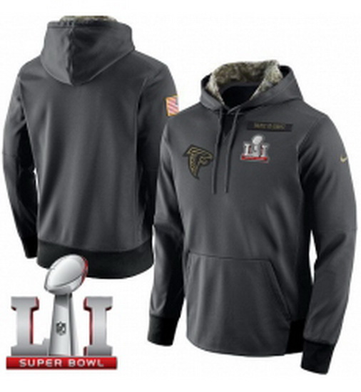 NFL Mens Atlanta Falcons Nike Anthracite Salute to Service Player Performance Super Bowl LI 51 Hoodi