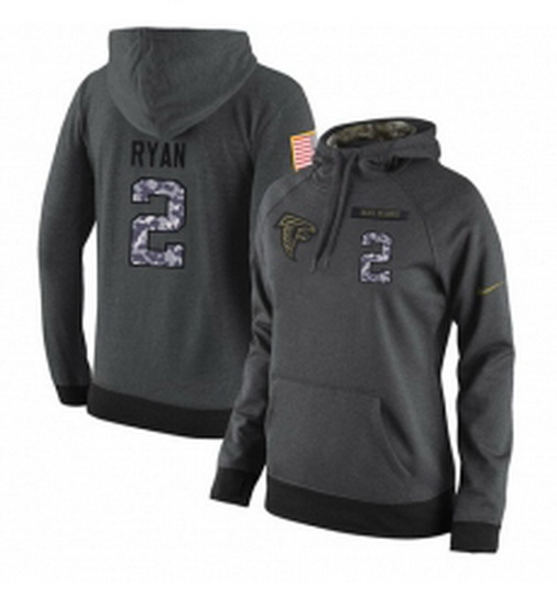 NFL Womens Nike Atlanta Falcons 2 Matt Ryan Stitched Black Anthracite Salute to Service Player Perfo