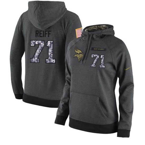 NFL Womens Nike Minnesota Vikings 71 Riley Reiff Stitched Black Anthracite Salute to Service Player 