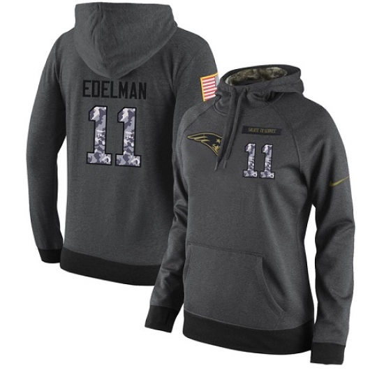 NFL Womens Nike New England Patriots 11 Julian Edelman Stitched Black Anthracite Salute to Service P