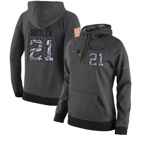 NFL Womens Nike New England Patriots 21 Malcolm Butler Stitched Black Anthracite Salute to Service P