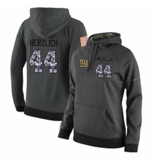 NFL Womens Nike New York Giants 44 Mark Herzlich Stitched Black Anthracite Salute to Service Player 