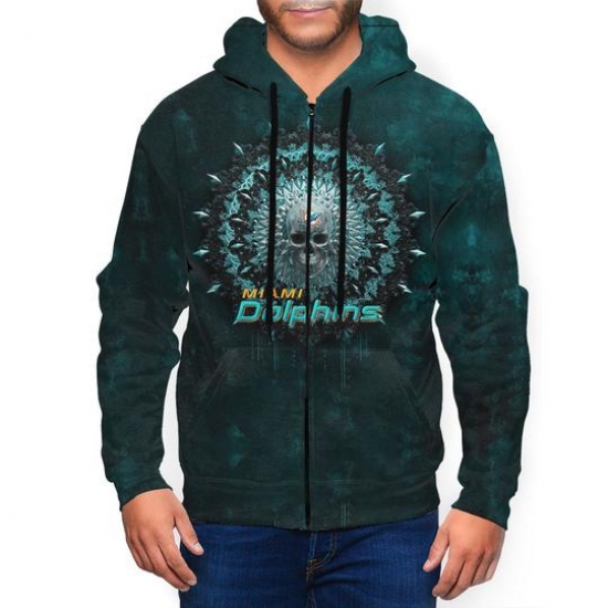 Dolphins Mens Zip Hooded Sweatshirt