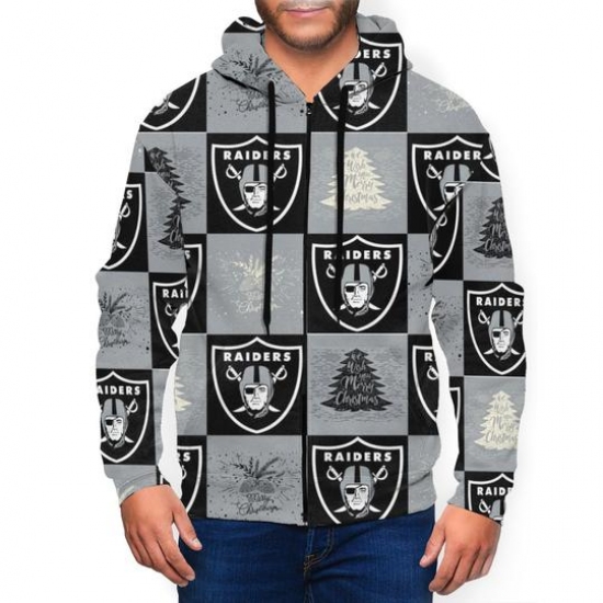 Raiders Team Ugly Christmas Mens Zip Hooded Sweatshirt