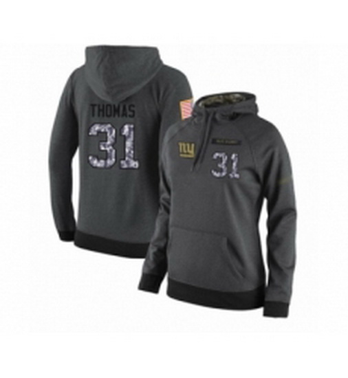 Football Womens New York Giants 31 Michael Thomas Stitched Black Anthracite Salute to Service Player