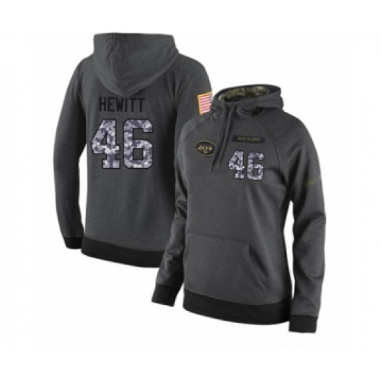 Football Womens New York Jets 46 Neville Hewitt Stitched Black Anthracite Salute to Service Player P