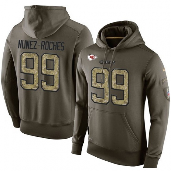 NFL Nike Kansas City Chiefs 99 Rakeem Nunez Roches Green Salute To Service Mens Pullover Hoodie