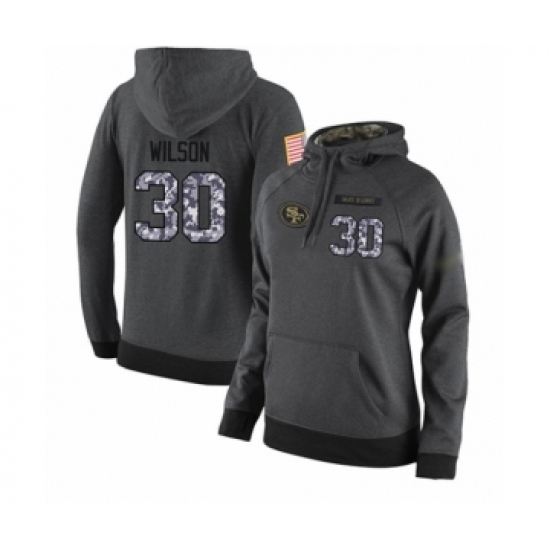 Football Womens San Francisco 49ers 30 Jeff Wilson Stitched Black Anthracite Salute to Service Playe