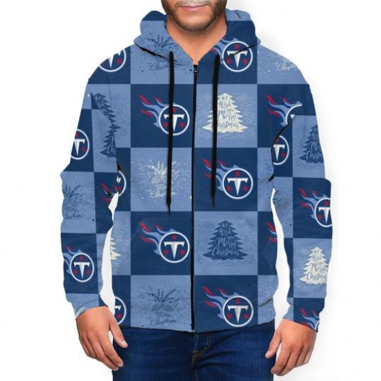 Titans Team Ugly Christmas Mens Zip Hooded Sweatshirt