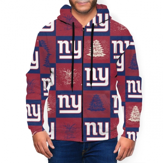 Giants Team Ugly Christmas Mens Zip Hooded Sweatshirt