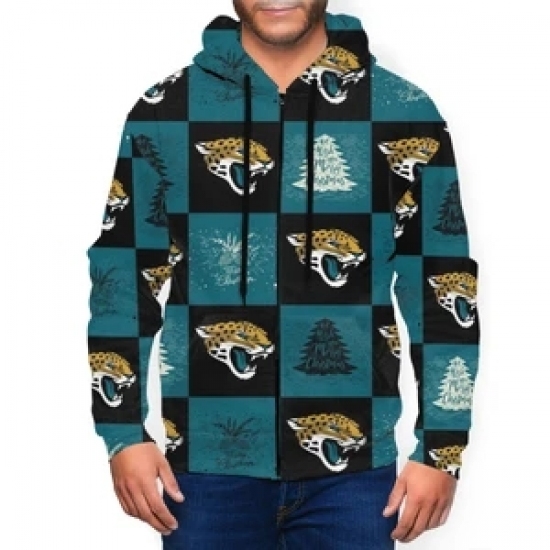 Jaguars Team Ugly Christmas Mens Zip Hooded Sweatshirt