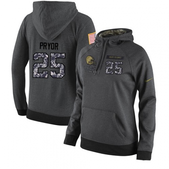 NFL Womens Nike Cleveland Browns 25 Calvin Pryor Stitched Black Anthracite Salute to Service Player 