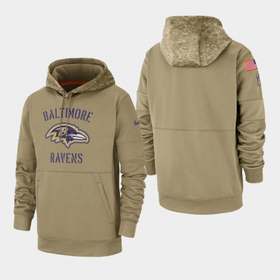 Mens Baltimore Ravens Tan 2019 Salute to Service Sideline Therma Pullover Hoodie