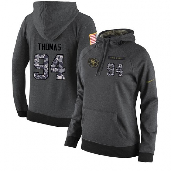 NFL Womens Nike San Francisco 49ers 94 Solomon Thomas Stitched Black Anthracite Salute to Service Pl