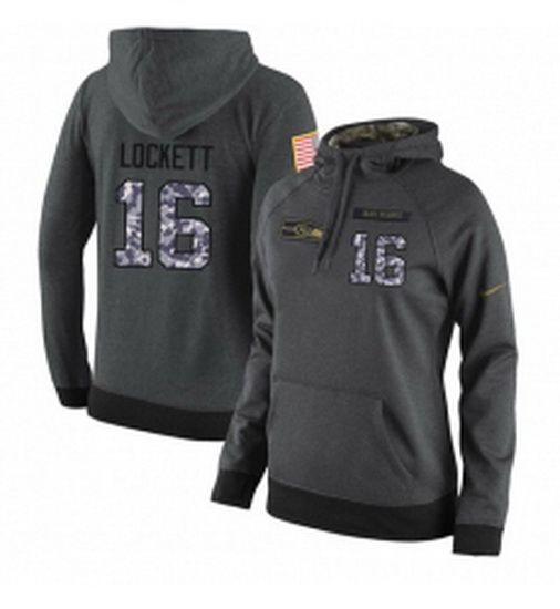 NFL Womens Nike Seattle Seahawks 16 Tyler Lockett Stitched Black Anthracite Salute to Service Player