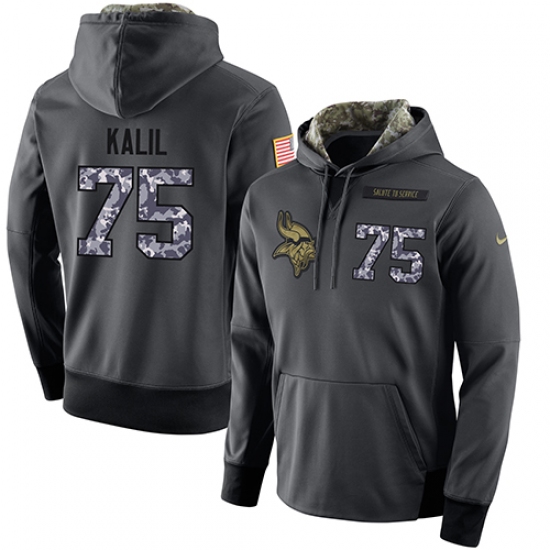 NFL Mens Nike Minnesota Vikings 75 Matt Kalil Stitched Black Anthracite Salute to Service Player Per