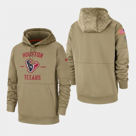 Mens Houston Texans Tan 2019 Salute to Service Sideline Therma Pullover Hoodie