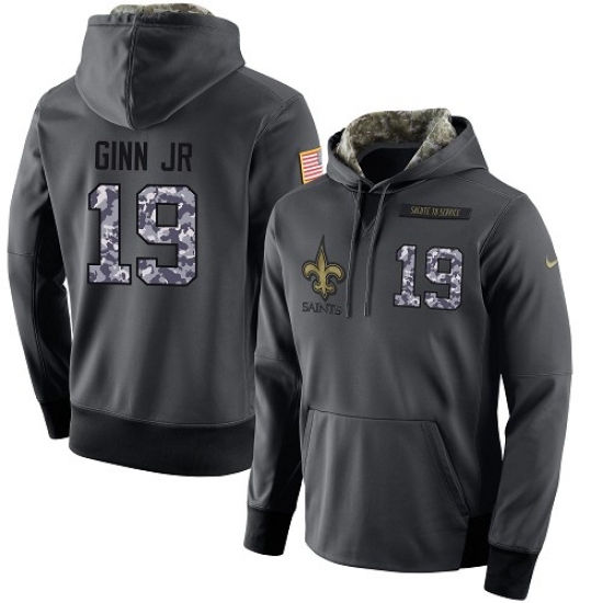 NFL Mens Nike New Orleans Saints 19 Ted Ginn Jr Stitched Black Anthracite Salute to Service Player P