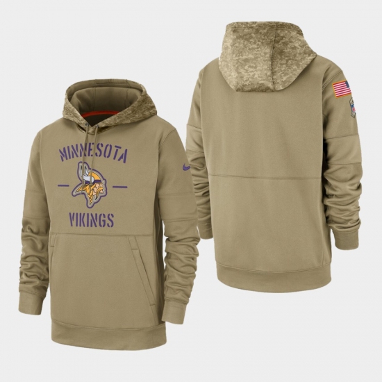 Mens Minnesota Vikings Tan 2019 Salute to Service Sideline Therma Pullover Hoodie