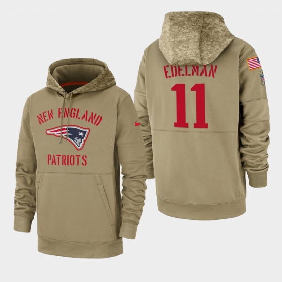 Mens New England Patriots 11 Julian Edelman 2019 Salute to Service Sideline Therma Pullover Hoodie T