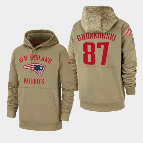 Mens New England Patriots 87 Rob Gronkowski 2019 Salute to Service Sideline Therma Pullover Hoodie T