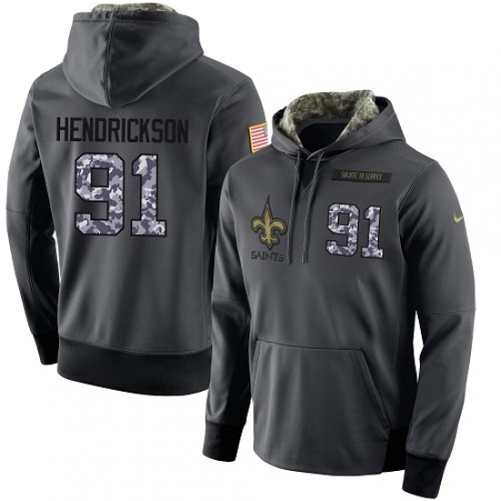 NFL Mens Nike New Orleans Saints 91 Trey Hendrickson Stitched Black Anthracite Salute to Service Pla