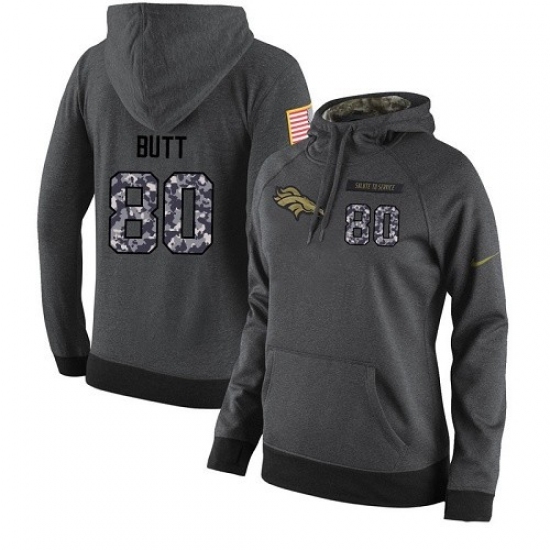 NFL Womens Nike Denver Broncos 80 Jake Butt Stitched Black Anthracite Salute to Service Player Perfo