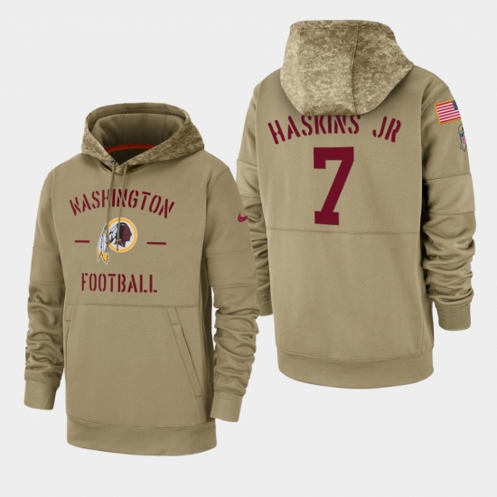 Mens Washington Redskins 7 Dwayne Haskins Jr 2019 Salute to Service Sideline Therma Pullover Hoodie 