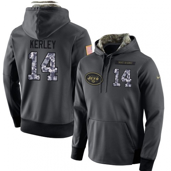 NFL Mens Nike New York Jets 14 Jeremy Kerley Stitched Black Anthracite Salute to Service Player Perf