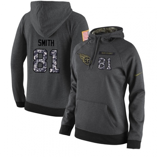 NFL Womens Nike Tennessee Titans 81 Jonnu Smith Stitched Black Anthracite Salute to Service Player P